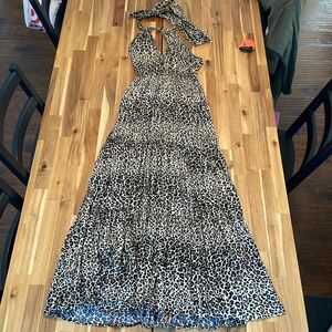 NWT Leopard Print Halter Maxi Dress